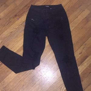 High rise stretchy black jeans
